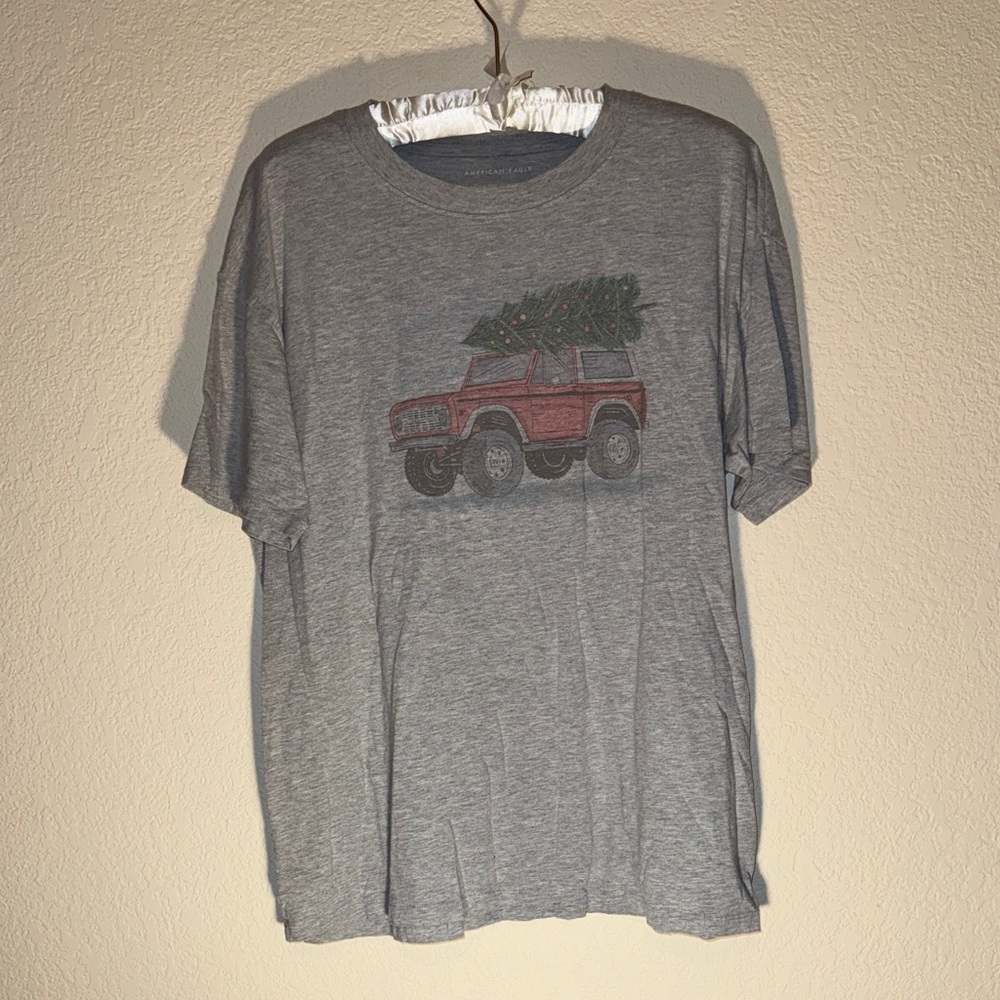 AE Gray Christmas Truck Oversized T-Shirt